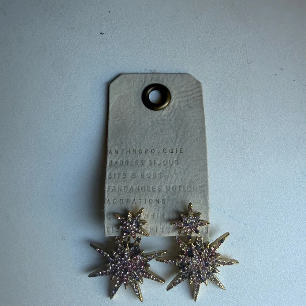 NWT Anthropologie Starburst Earrings 14k gold plate.